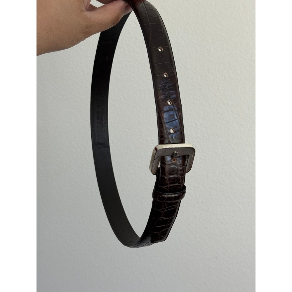 Ann Taylor Belt S Brown Vintage Crocodile Embossed Leather Classic Preppy Chic